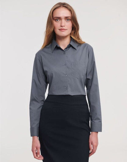Russell Athletic Collection Russell Collection Lady LS Clasic Poplin - Convoy Grey