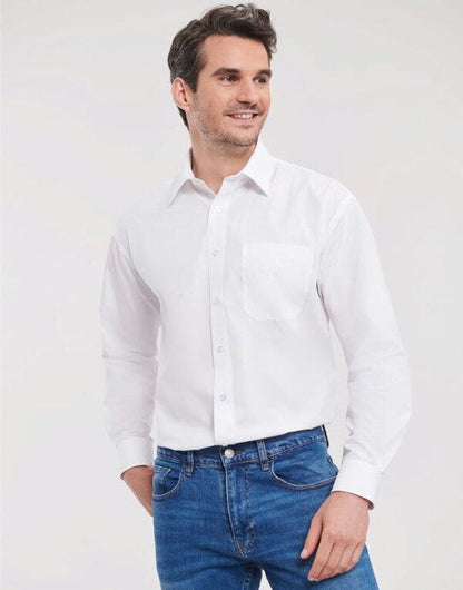 Russell Athletic Collection Russell Collection Men LS Classic Poplin - White