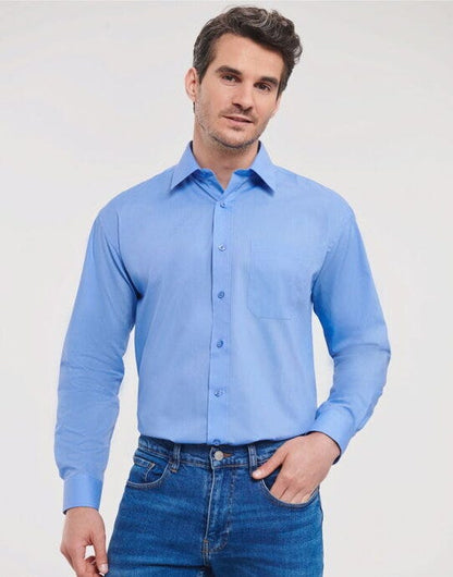 Russell Athletic Collection Russell Collection Men LS Classic Poplin - Corporate Blue