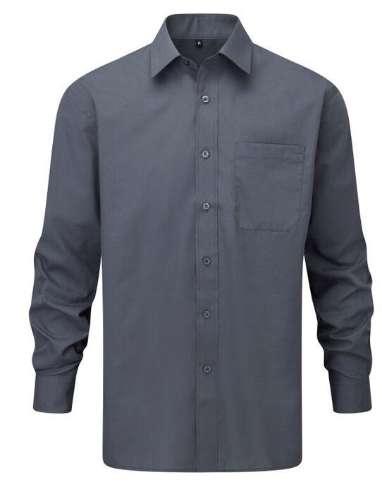 Russell Athletic Collection Russell Collection Men LS Classic Poplin - Convoy Grey