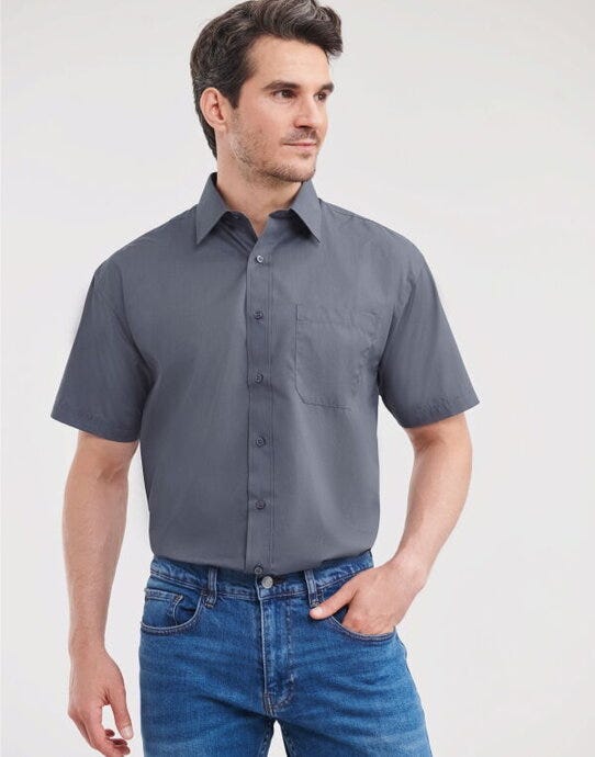 Russell Athletic Collection Russell Collection Men SS Classic Poplin - Convoy Grey