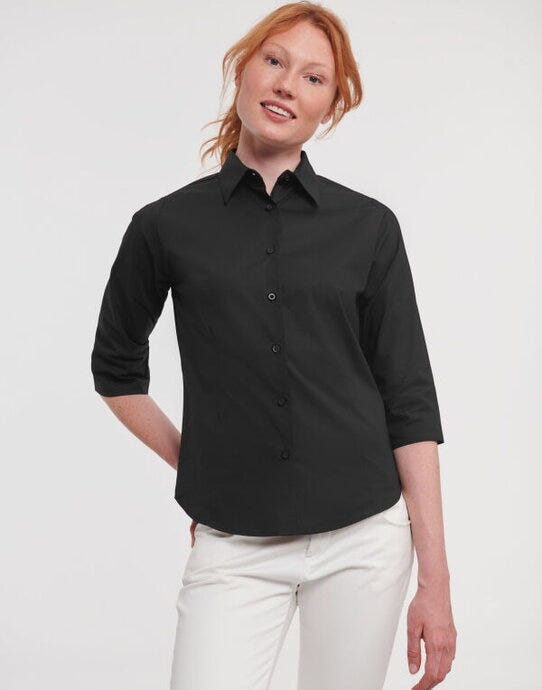 Russell Athletic Collection Russell Collection Lady 3/4 Stretch Shrt - Black