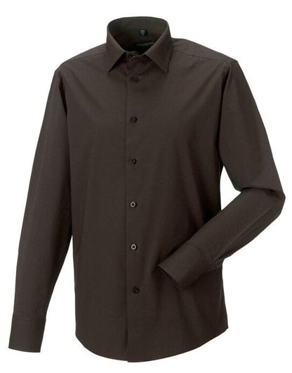 Russell Athletic Collection Russell Collection Mens LS Stretch Shirt - Chocolate