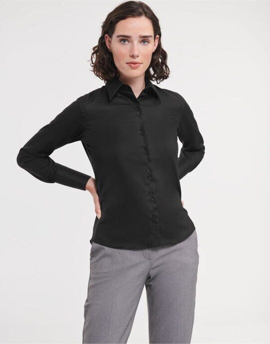 Russell Athletic Collection Russell Collection Lady LS NonIron Shirt - Black