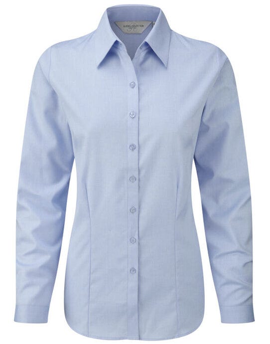 Russell Athletic Collection Russell Collection Lady LS H'Bone Shirt - Light Blue