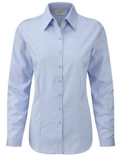 Russell Athletic Collection Russell Collection Lady LS H'Bone Shirt - Light Blue