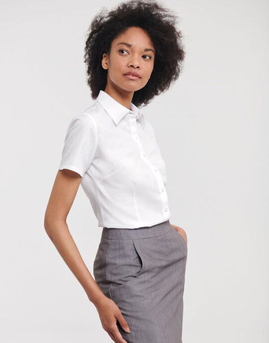 Russell Athletic Collection Russell Collection Ladies SS H'Bone Shi - White