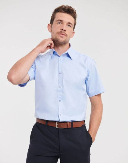 Russell Athletic Collection Russell Collection Mens SS H'Bone Shirt - Light Blue