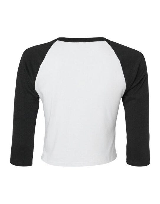 Bella + Canvas Bella Women's Micro Rib 3/4 Raglan Tee - White/Black