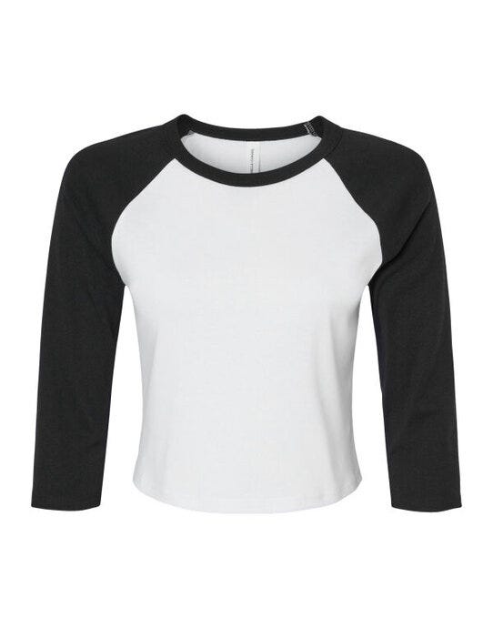 Bella + Canvas Bella Women's Micro Rib 3/4 Raglan Tee - White/Black