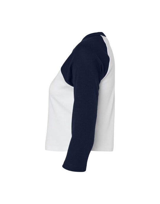 Bella + Canvas Bella Women's Micro Rib 3/4 Raglan Tee - White/Navy