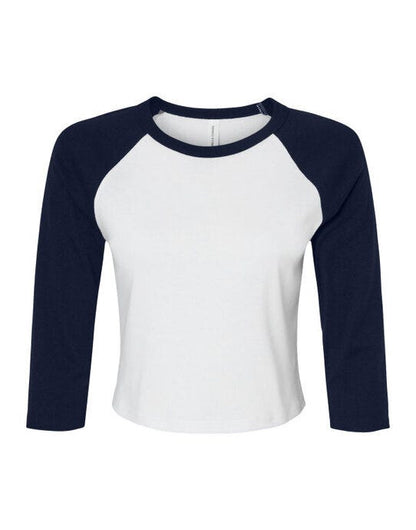 Bella + Canvas Bella Women's Micro Rib 3/4 Raglan Tee - White/Navy