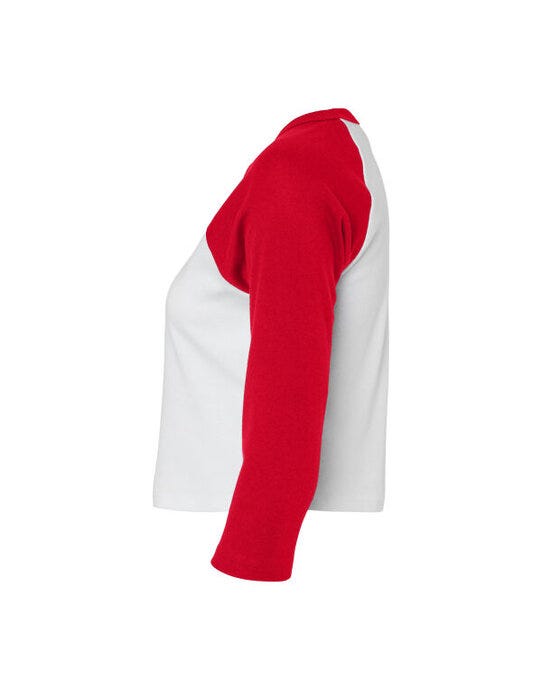 Bella + Canvas Bella Women's Micro Rib 3/4 Raglan Tee - White/Red
