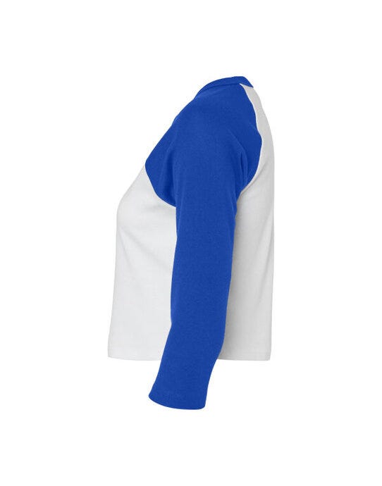Bella + Canvas Bella Women's Micro Rib 3/4 Raglan Tee - White/True Royal