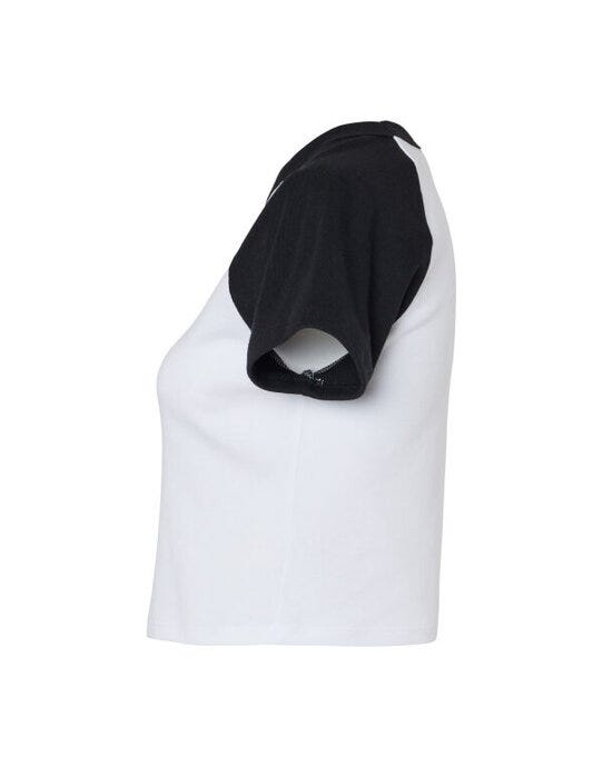 Bella + Canvas Bella Women's Micro Rib Raglan Baby Tee - White/Black