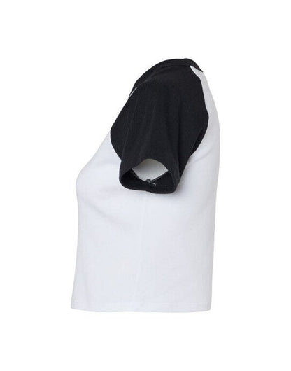 Bella + Canvas Bella Women's Micro Rib Raglan Baby Tee - White/Black