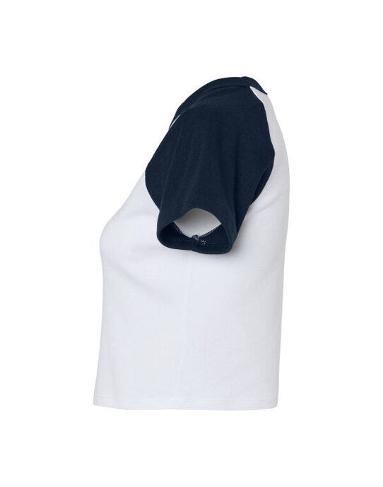 Bella + Canvas Bella Women's Micro Rib Raglan Baby Tee - White/Navy
