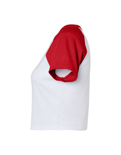Bella + Canvas Bella Women's Micro Rib Raglan Baby Tee - White/Red