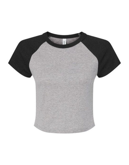 Bella + Canvas Bella Women's Micro Rib Raglan Baby Tee - Athletic Heather/Black