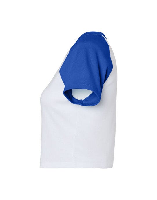 Bella + Canvas Bella Women's Micro Rib Raglan Baby Tee - White/True Royal
