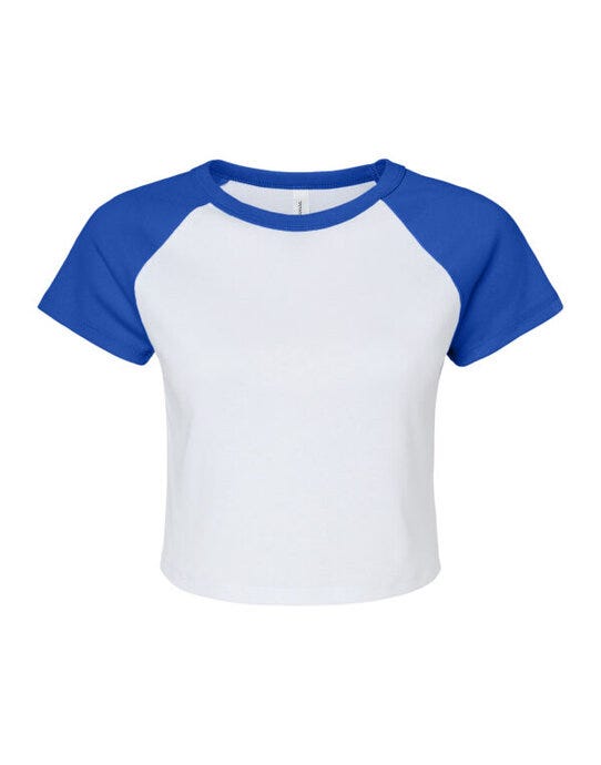 Bella + Canvas Bella Women's Micro Rib Raglan Baby Tee - White/True Royal