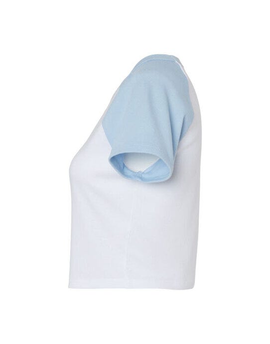 Bella + Canvas Bella Women's Micro Rib Raglan Baby Tee - White/Baby Blue