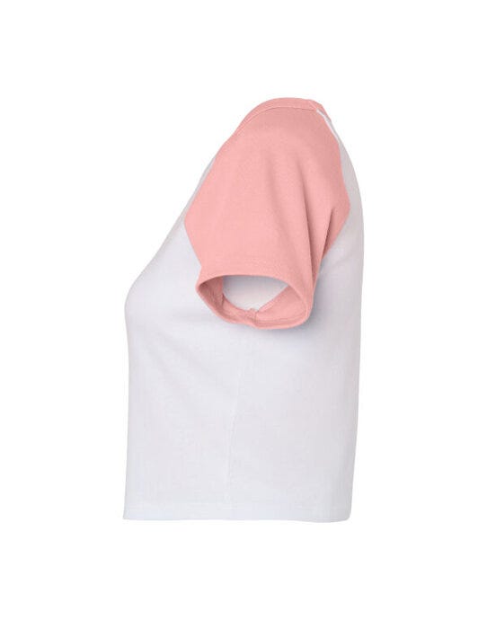Bella + Canvas Bella Women's Micro Rib Raglan Baby Tee - White/Pink