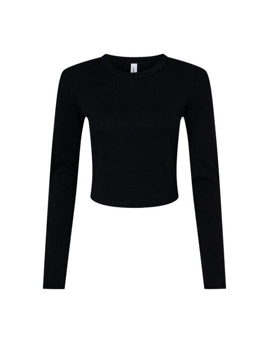 Bella + Canvas Bella Women's Micro Rib Long Sleeve Tee - Solid Black Blend