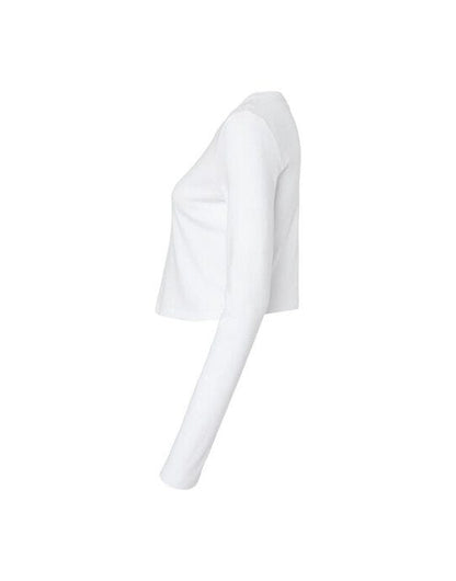 Bella + Canvas Bella Women's Micro Rib Long Sleeve Tee - Solid White Blend
