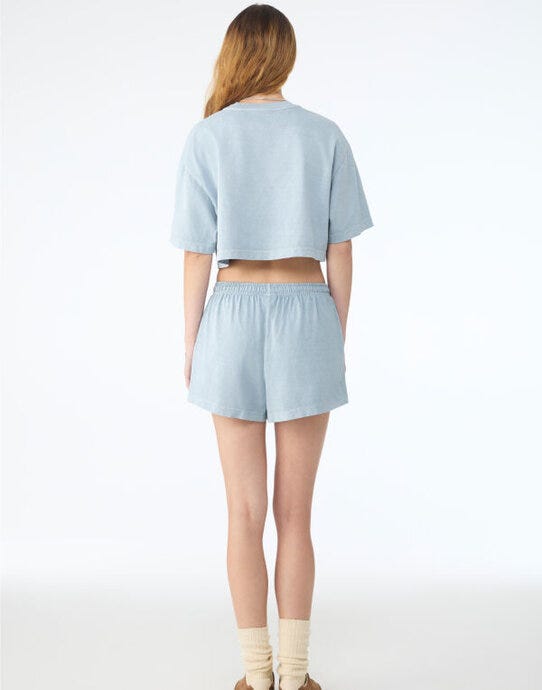 Bella + Canvas Women's Dry Dye Cropped T - Light Washed Denim
