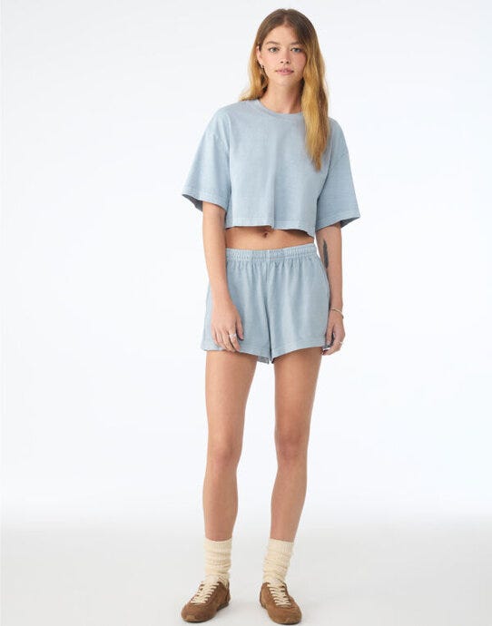 Bella + Canvas Women's Dry Dye Cropped T - Light Washed Denim