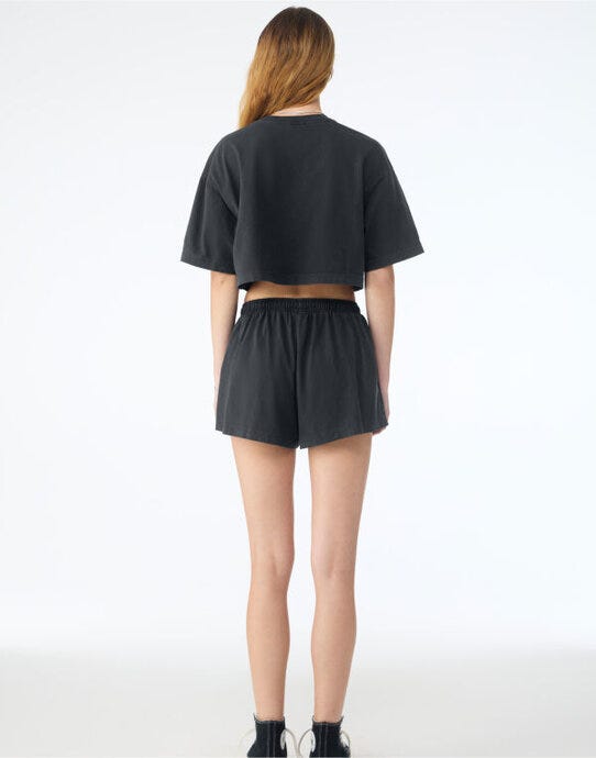 Bella + Canvas Women's Dry Dye Cropped T - Washed Black