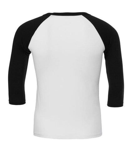 Bella + Canvas Canvas Unisex 3/4 Sleeve Baseball Tee - White/Black