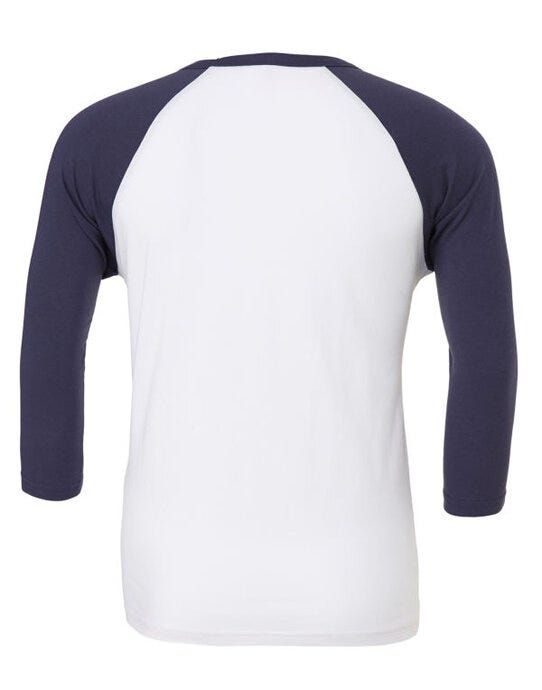 Bella + Canvas Canvas Unisex 3/4 Sleeve Baseball Tee - White/Navy
