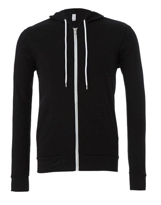 Bella + Canvas Canvas Unisex Fleece Zip-Up Hoodie - Black