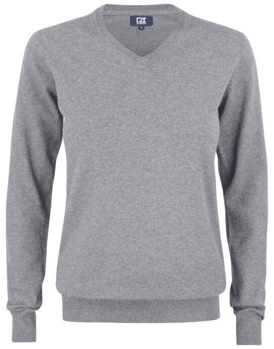 Cutter & Buck C&B Ladies Oakville V-Neck Sweater - Grey Melange