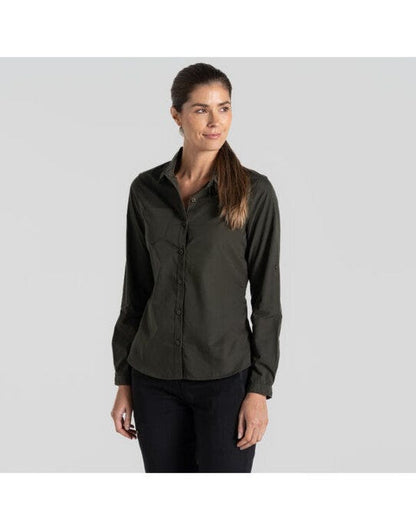 Craghoppers Expert Womens Kiwi LS Shirt - Dark Cedar Green