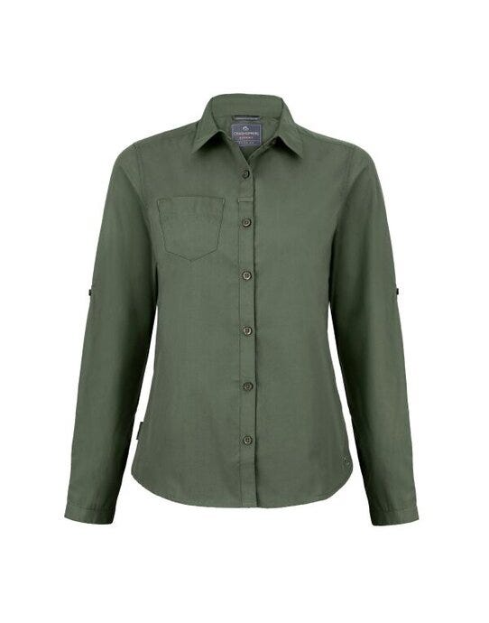 Craghoppers Expert Womens Kiwi LS Shirt - Dark Cedar Green