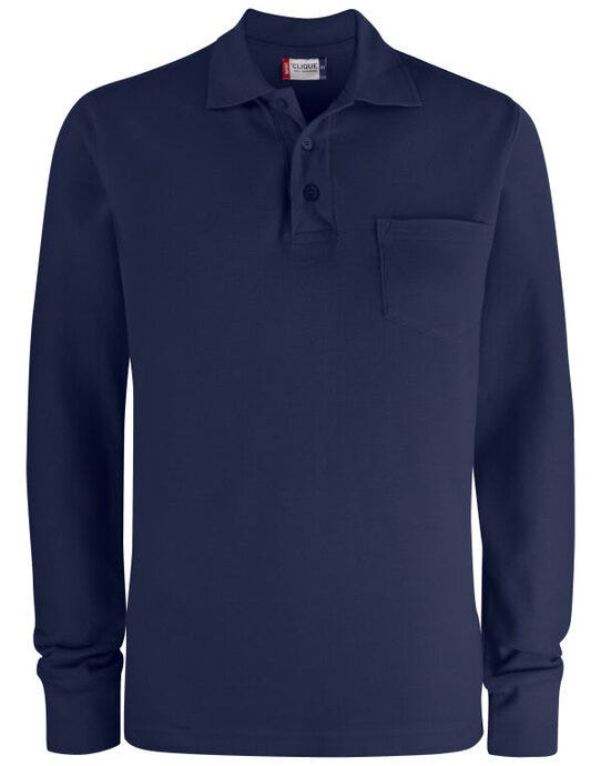 Clique Basic Pocket Polo L/S - Dark Navy