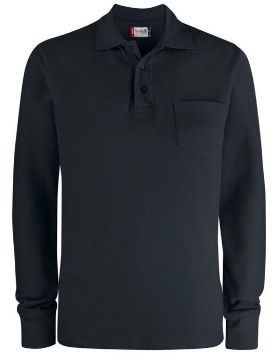 Clique Basic Pocket Polo L/S - Black