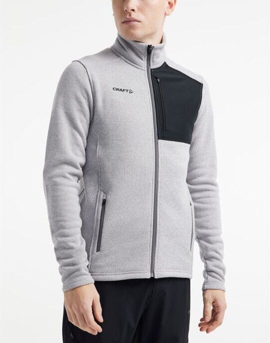 Craft Men's ADV Explore Heavy Fleece Jkt - Grey Melange/ Black