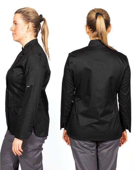 Dennys Ladies' LS Fitted Chef's Jacket - Black