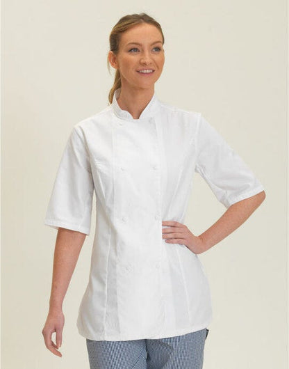 Dennys Ladies' SS Fitted Chef's Jacket - White