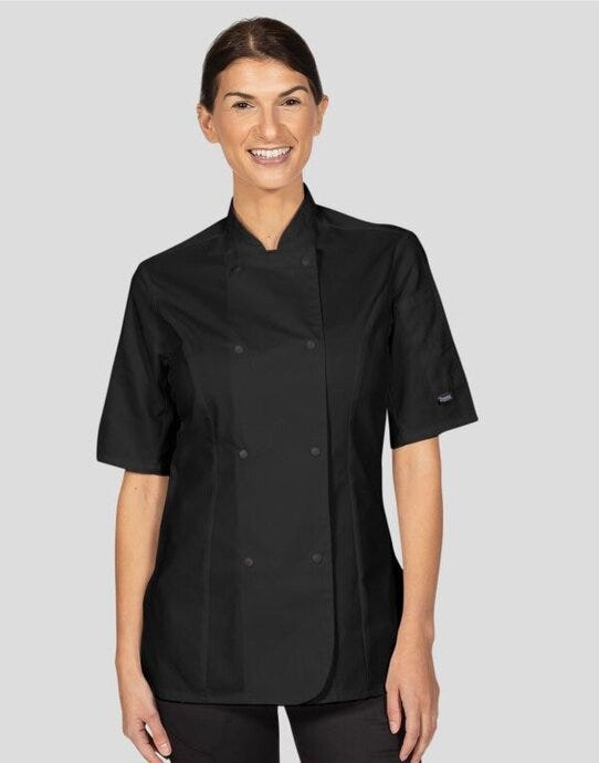 Dennys Ladies' SS Fitted Chef's Jacket - Black