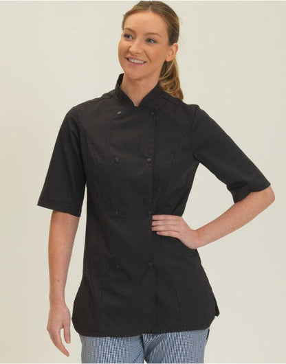 Dennys Ladies' SS Fitted Chef's Jacket - Black