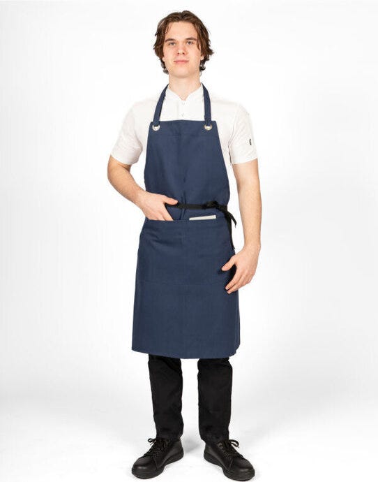 Dennys Joseph Alan Canvas Bib Apron With Pocket - Navy