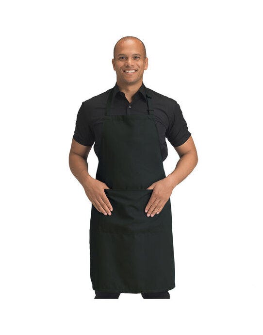 Dennys Recycled Bib Apron With Pocket - Black