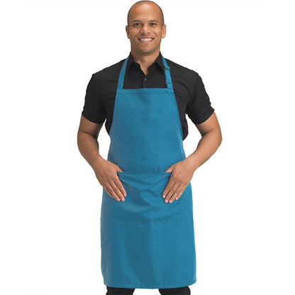 Dennys Recycled Bib Apron With Pocket - Mid Blue