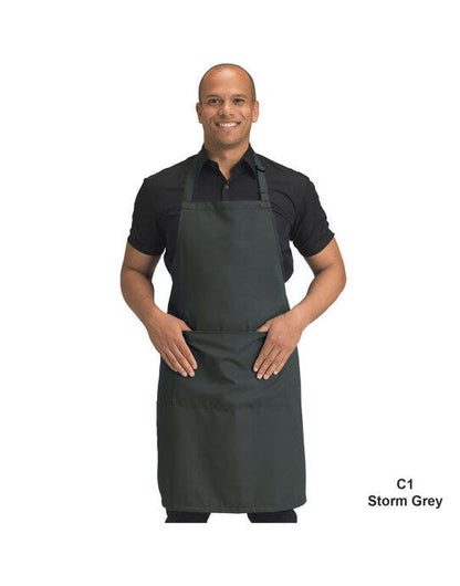 Dennys Recycled Bib Apron With Pocket - Storm Grey