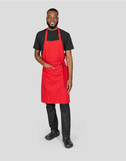Dennys Recycled Bib Apron With Pocket - Red